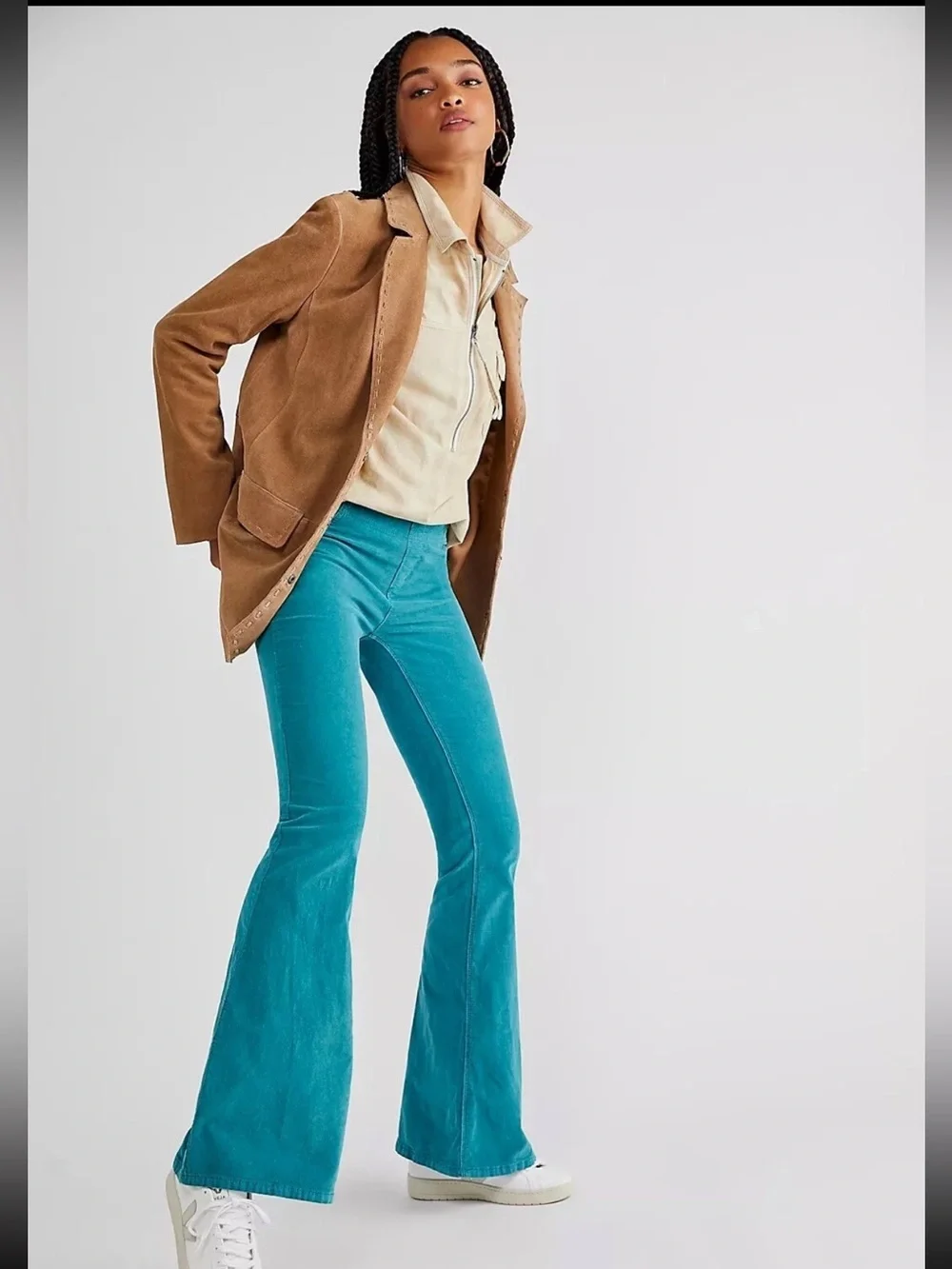 Free People We The Free Shiny Sea Corduroy Bell Bottom Flare Pants 26